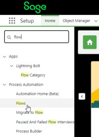 Screenshot: open Flows in Setup